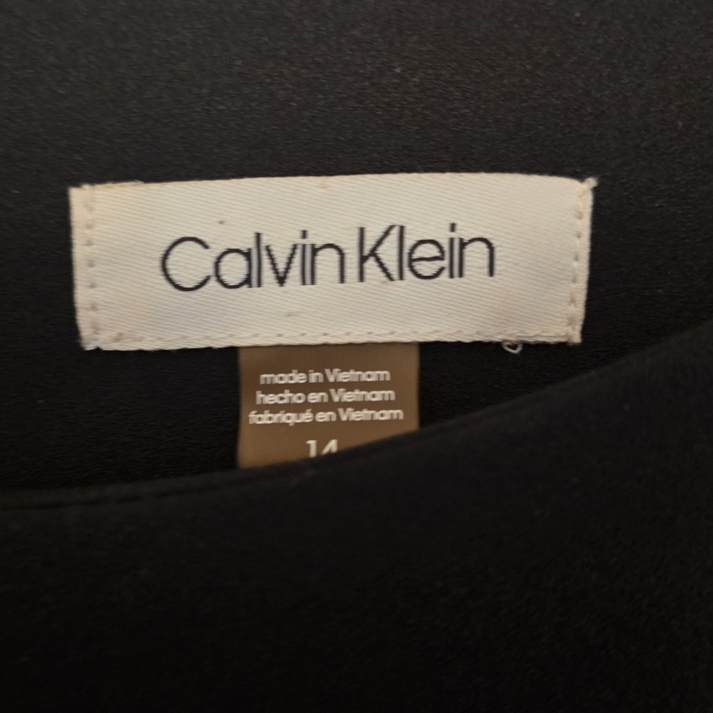 Black Calvin Kline Black Dress with Flare 3/4 length sleeves size 14